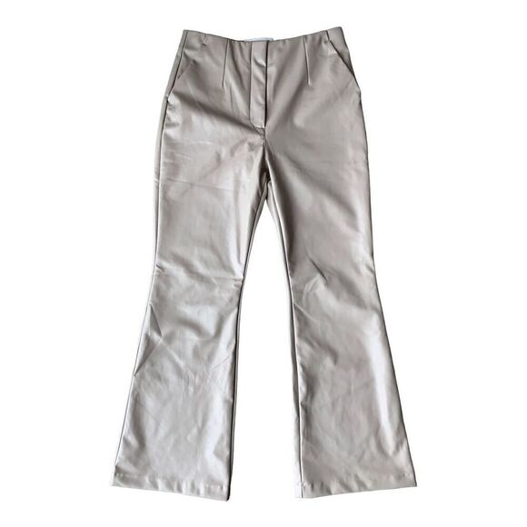 Abercrombie & Fitch Vegan Leather Slim Flare Pants in a Tan/Taupe Color - Picture 5 of 13